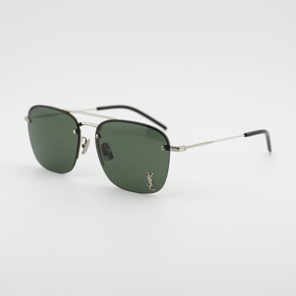 Saint Laurent SL309M 002 Sunglasses Silver Aviator Frame, Grey Lenses main image 2